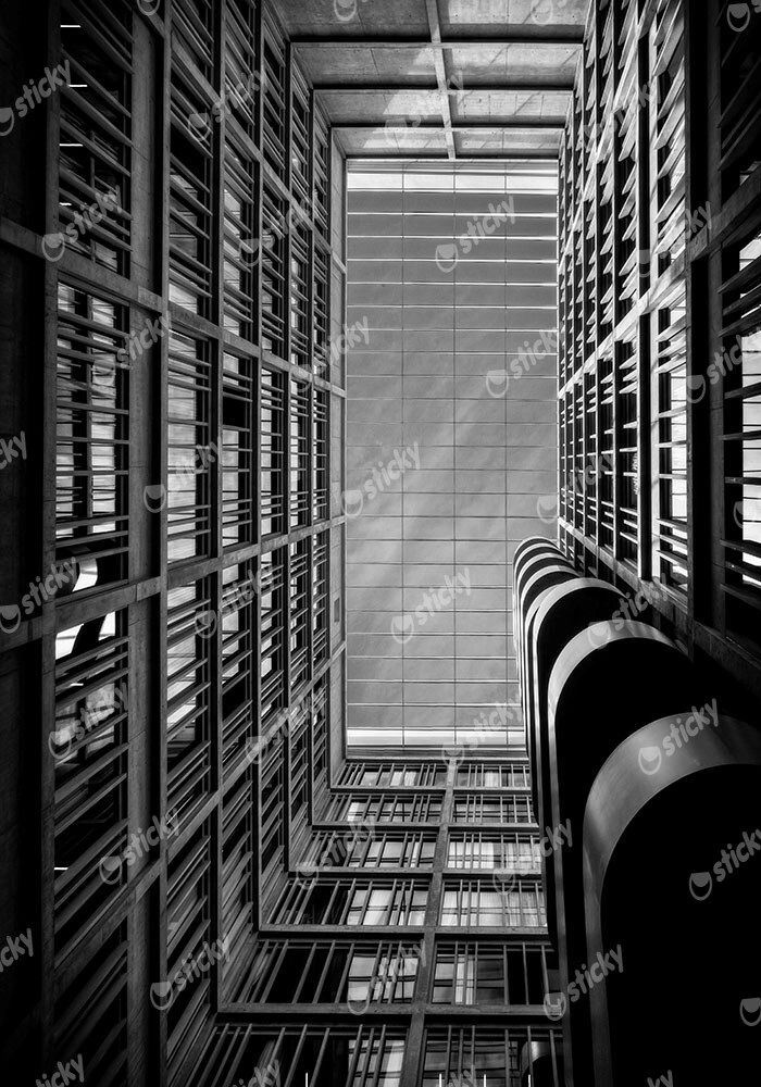 Πίνακας σε Καμβά BLACK AND WHITE ARCHITECTURAL INTERIOR PERSPECTIVE
