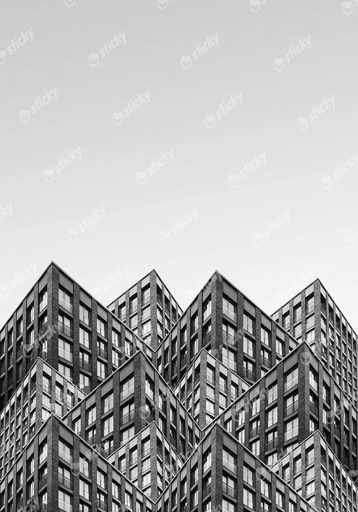 Πίνακας σε Καμβά BLACK AND WHITE ARCHITECTURAL INTERLOCKING BUILDINGS