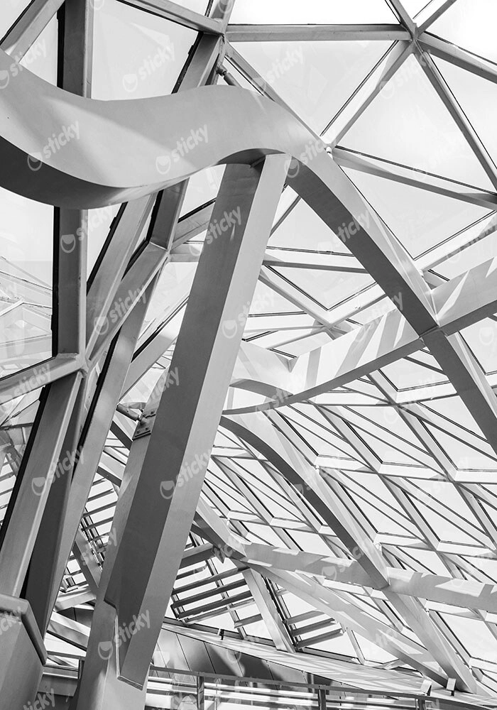 Πίνακας σε Καμβά BLACK AND WHITE ARCHITECTURAL MINIMALIST STEEL FRAME