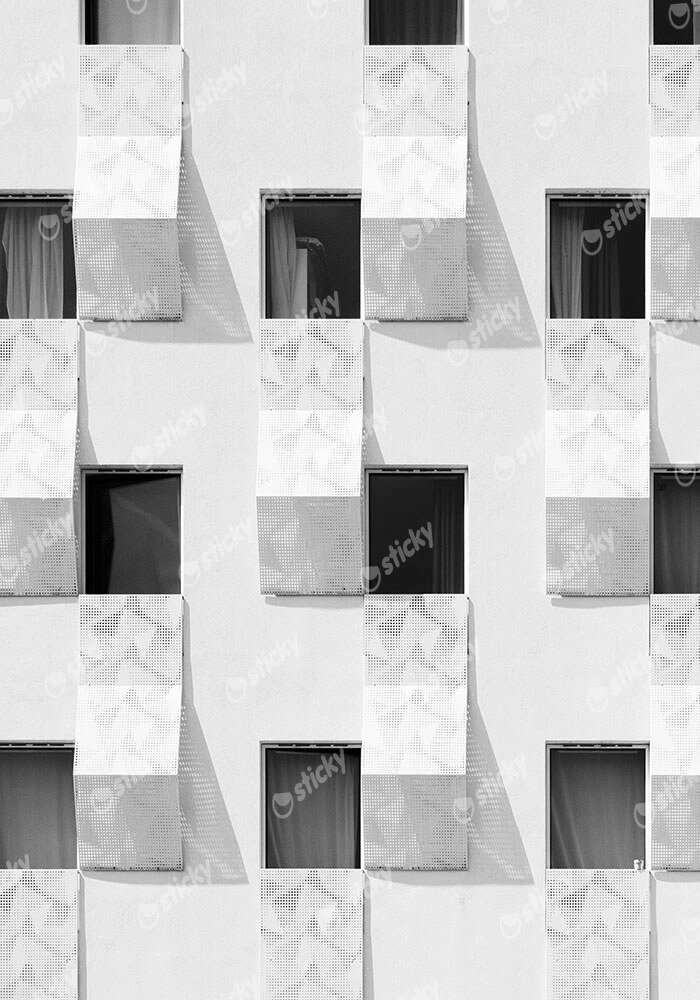 Πίνακας σε Καμβά BLACK AND WHITE ARCHITECTURAL PERFORATED BALCONIES