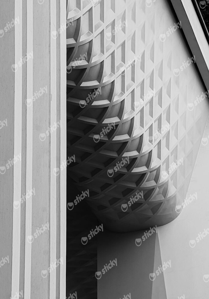 Πίνακας σε Καμβά BLACK AND WHITE ARCHITECTURAL REPEATING GEOMETRIC PATTERN