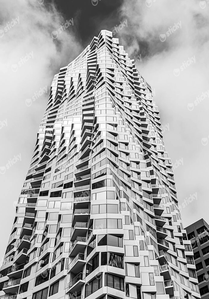 Πίνακας σε Καμβά BLACK AND WHITE ARCHITECTURAL RIPPLED FACADE