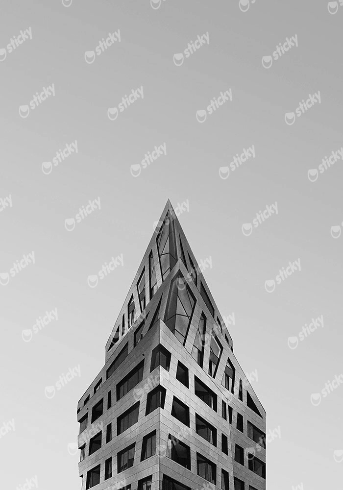 Πίνακας σε Καμβά BLACK AND WHITE ARCHITECTURAL SAPPHIRE BUILDING