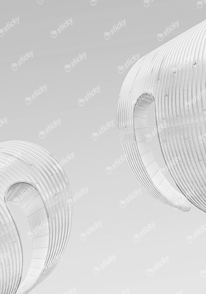 Πίνακας σε Καμβά BLACK AND WHITE ARCHITECTURAL SPIRAL SHAPED STRUCTURES