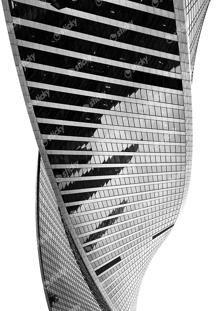 Πίνακας σε Καμβά BLACK AND WHITE ARCHITECTURAL SPIRALING TOWER