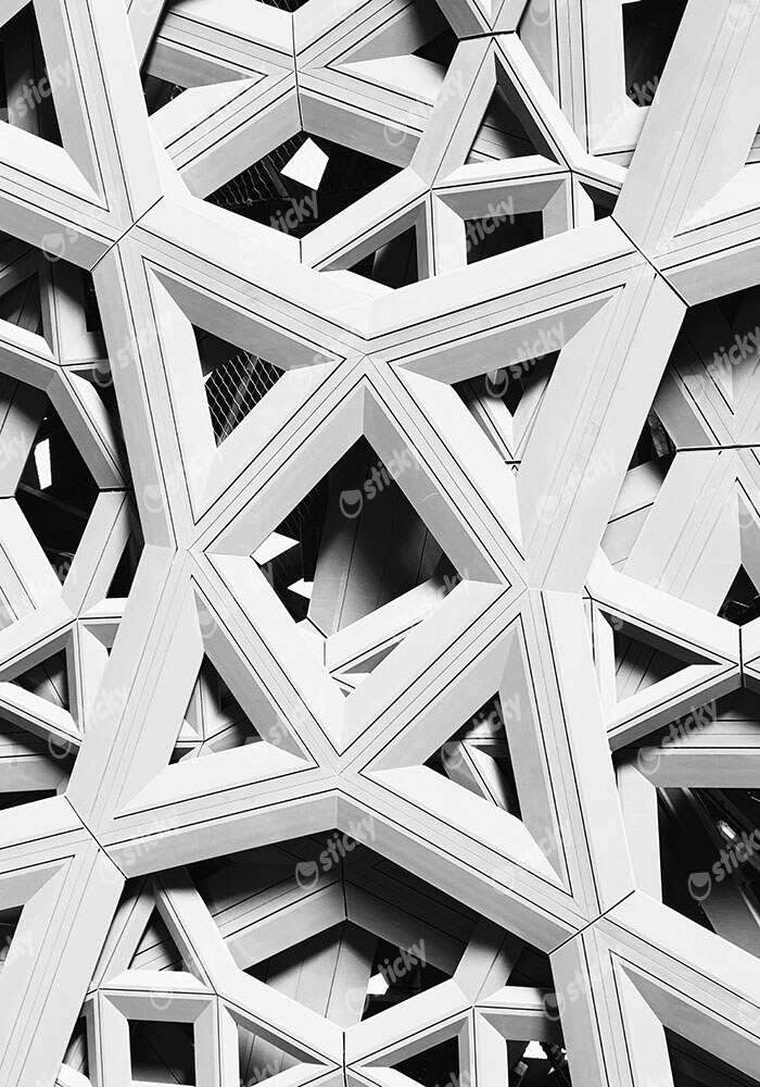 Πίνακας σε Καμβά BLACK AND WHITE ARCHITECTURAL STAR PATTERN