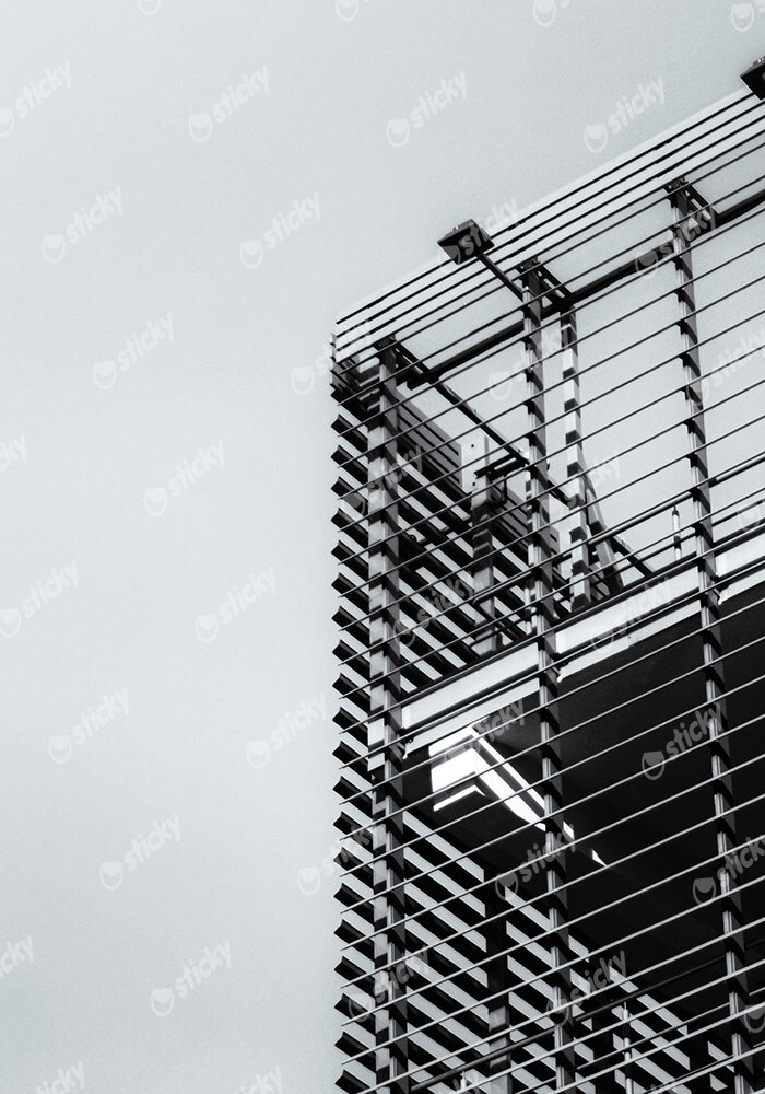 Πίνακας σε Καμβά BLACK AND WHITE ARCHITECTURAL STEEL EXTERIOR FACADE