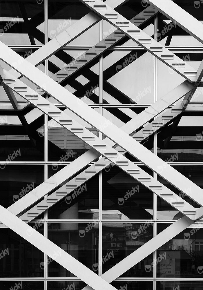 Πίνακας σε Καμβά BLACK AND WHITE ARCHITECTURAL STEEL FRAMEWORK