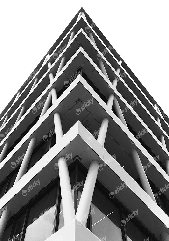 Πίνακας σε Καμβά BLACK AND WHITE ARCHITECTURAL STEEL NET FACADE