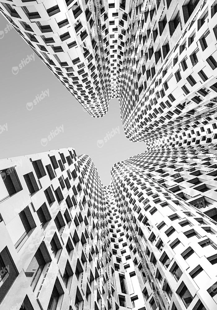 Πίνακας σε Καμβά BLACK AND WHITE ARCHITECTURAL URBAN GEOMETRIC SYMMETRY