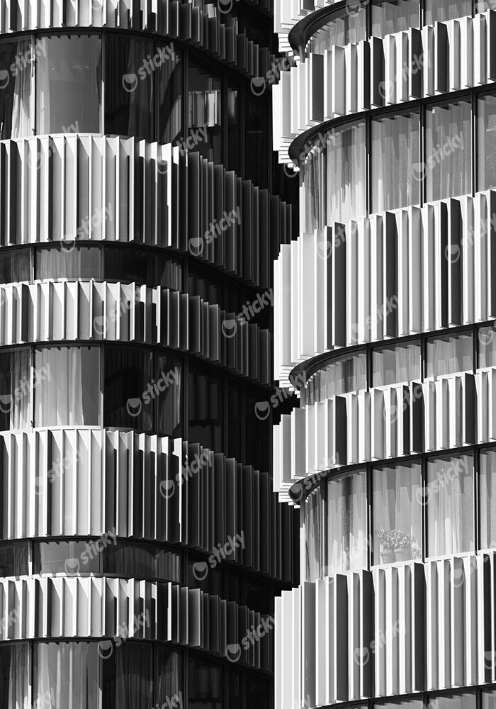 Πίνακας σε Καμβά BLACK AND WHITE ARCHITECTURAL VERTICAL STRUCTURAL ELEMENTS