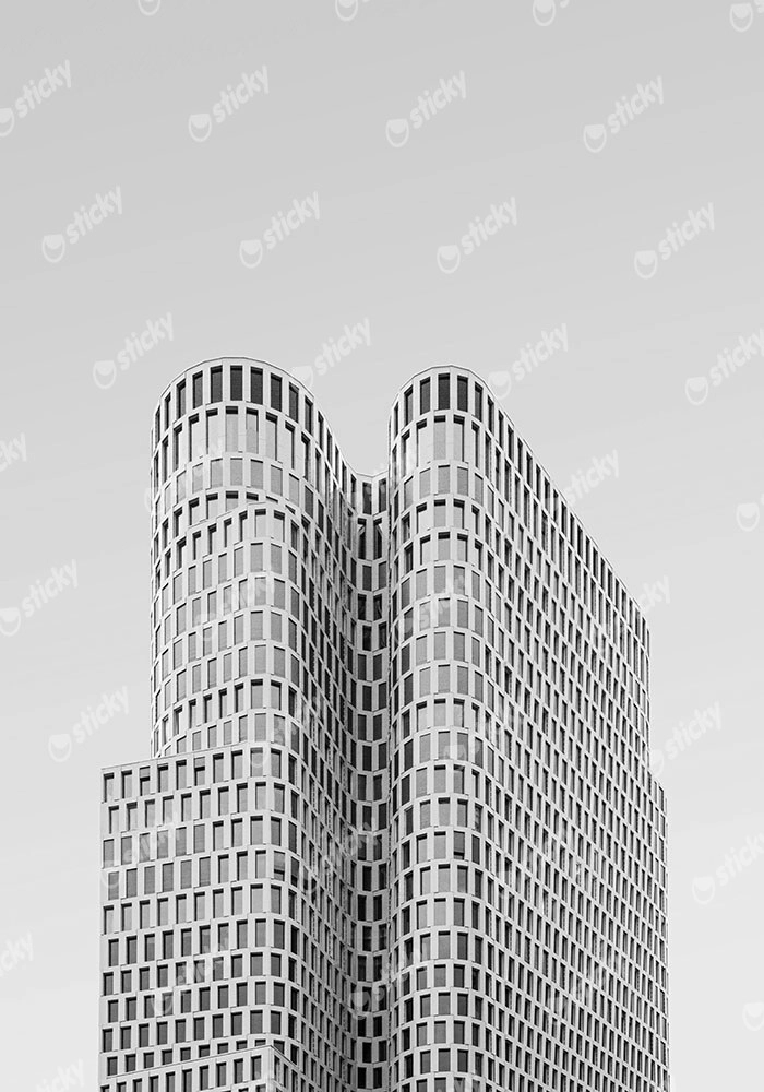 Πίνακας σε Καμβά BLACK AND WHITE ARCHITECTURAL WAVY FACADE