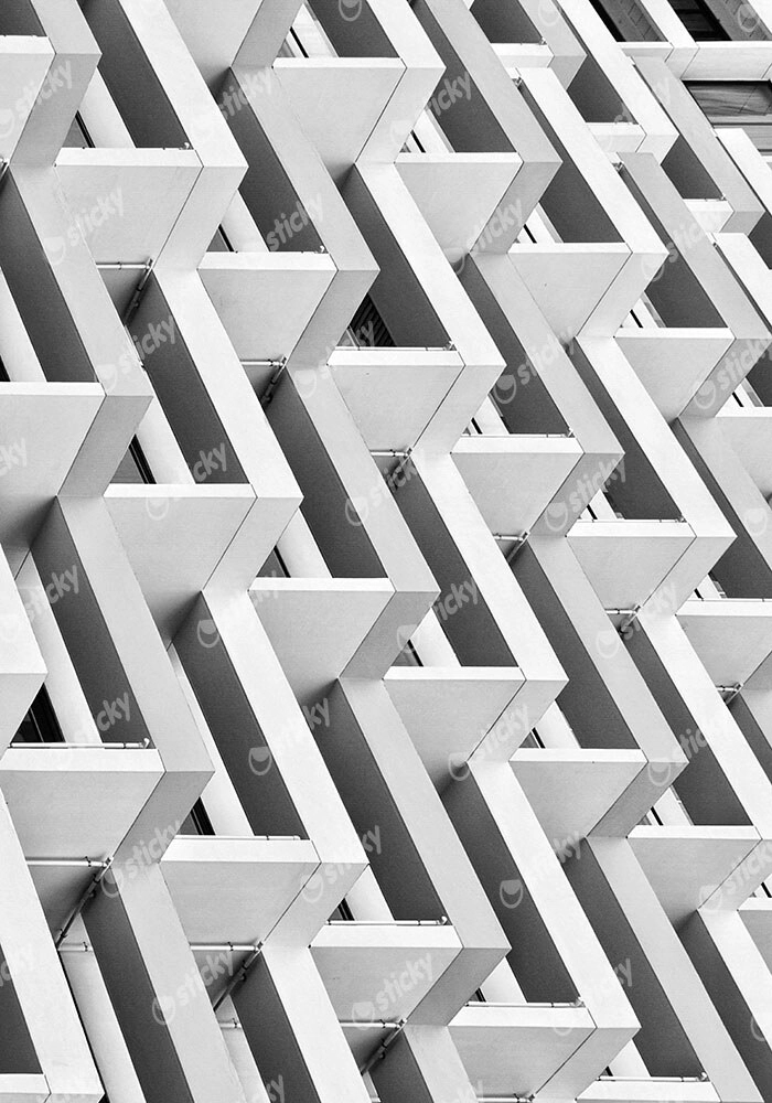 Πίνακας σε Καμβά BLACK AND WHITE ARCHITECTURAL ZIGZAG PATTERN