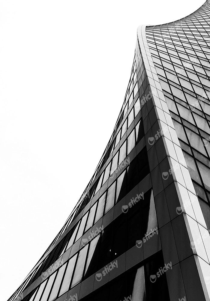 Πίνακας σε Καμβά BLACK AND WHITE ARCHITECTURAL CURVED FACADE 2