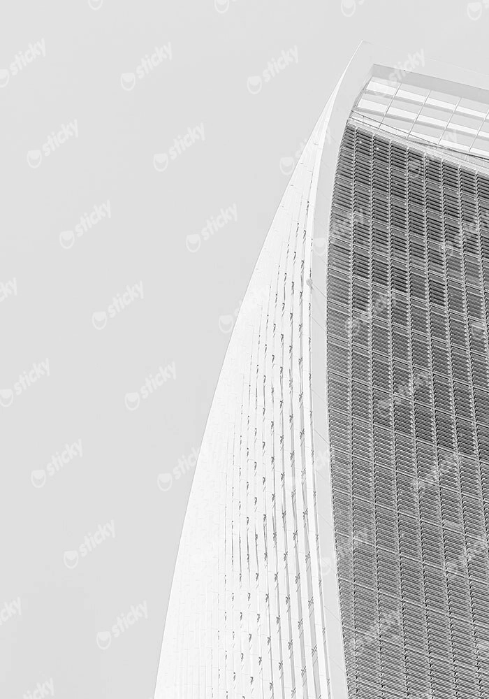 Πίνακας σε Καμβά BLACK AND WHITE ARCHITECTURAL CURVED SKYSCRAPPER