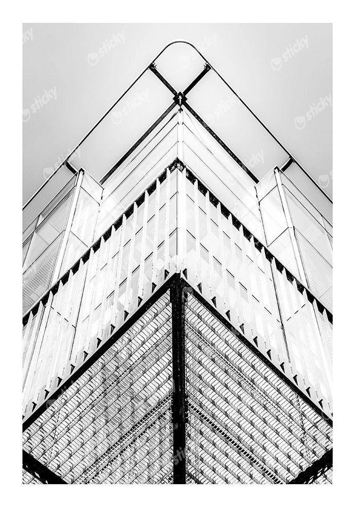 Poster BLACK AND WHITE ARCHITECTURAL BUILDING CORNER