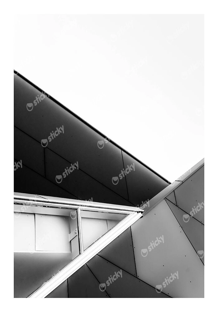 Poster BLACK AND WHITE ARCHITECTURAL COMPLEX GEOMETRIC SHAPES
