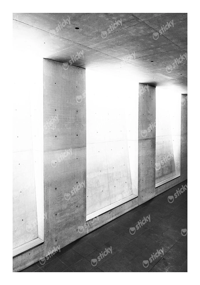 Poster BLACK AND WHITE ARCHITECTURAL CONCRETE CORRIDOR