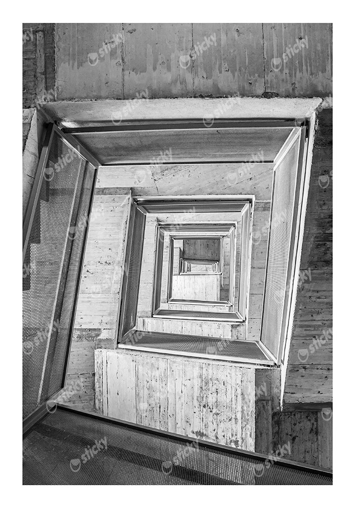 Poster BLACK AND WHITE ARCHITECTURAL CONCRETE STAIRCASE 3