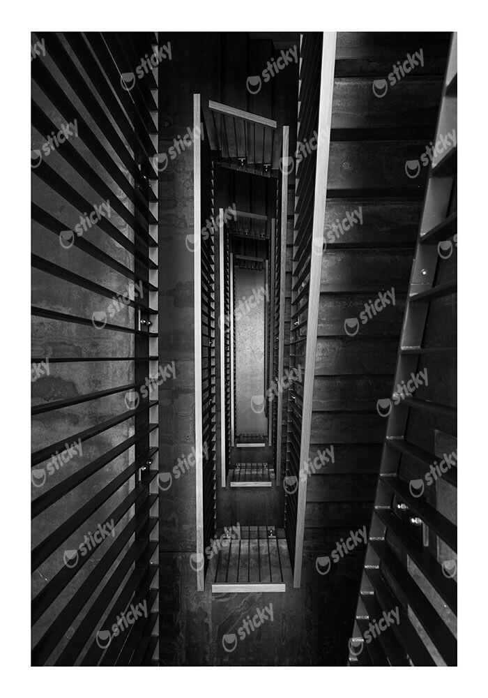 Poster BLACK AND WHITE ARCHITECTURAL CONCRETE STAIRCASE 4