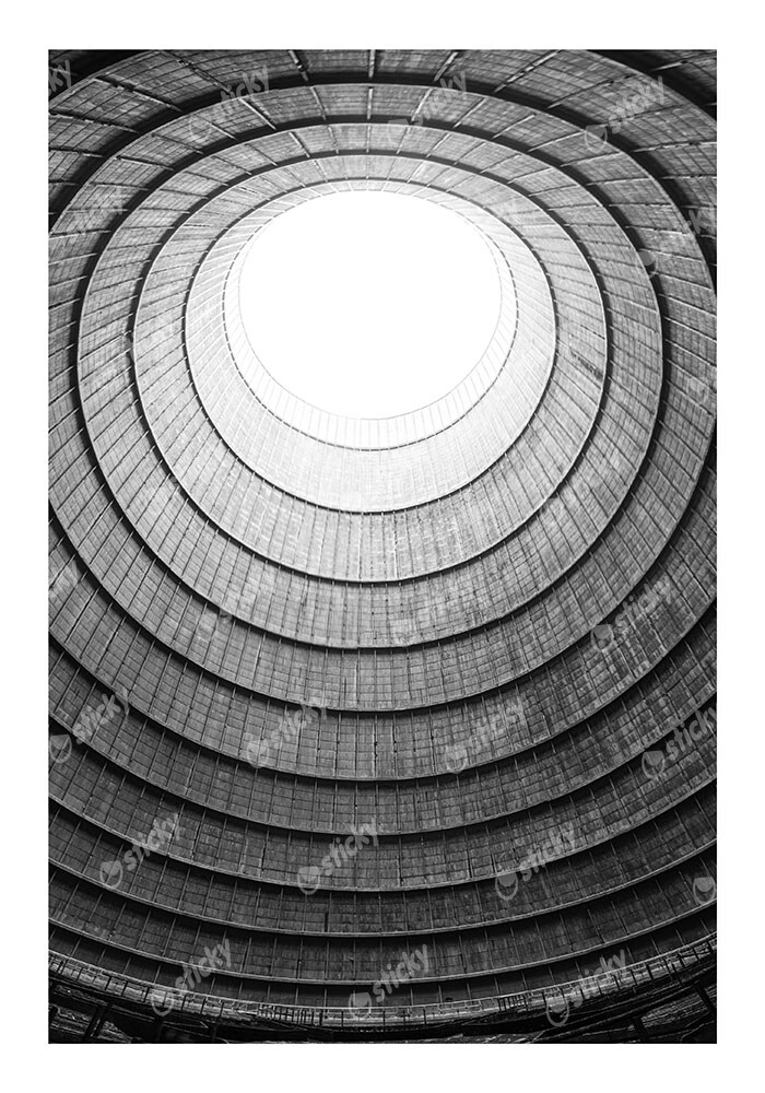 Poster BLACK AND WHITE ARCHITECTURAL COOLING TOWER