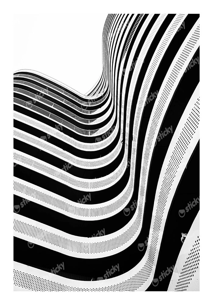 Poster BLACK AND WHITE ARCHITECTURAL CURVED BALCONIES 2