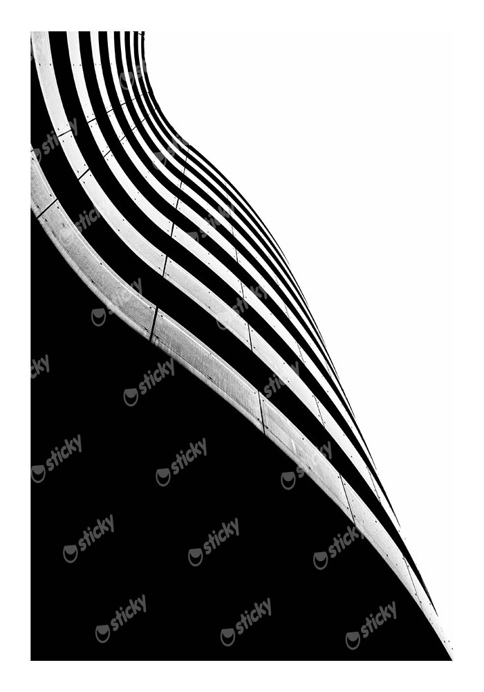 Poster BLACK AND WHITE ARCHITECTURAL CURVED BALCONIES