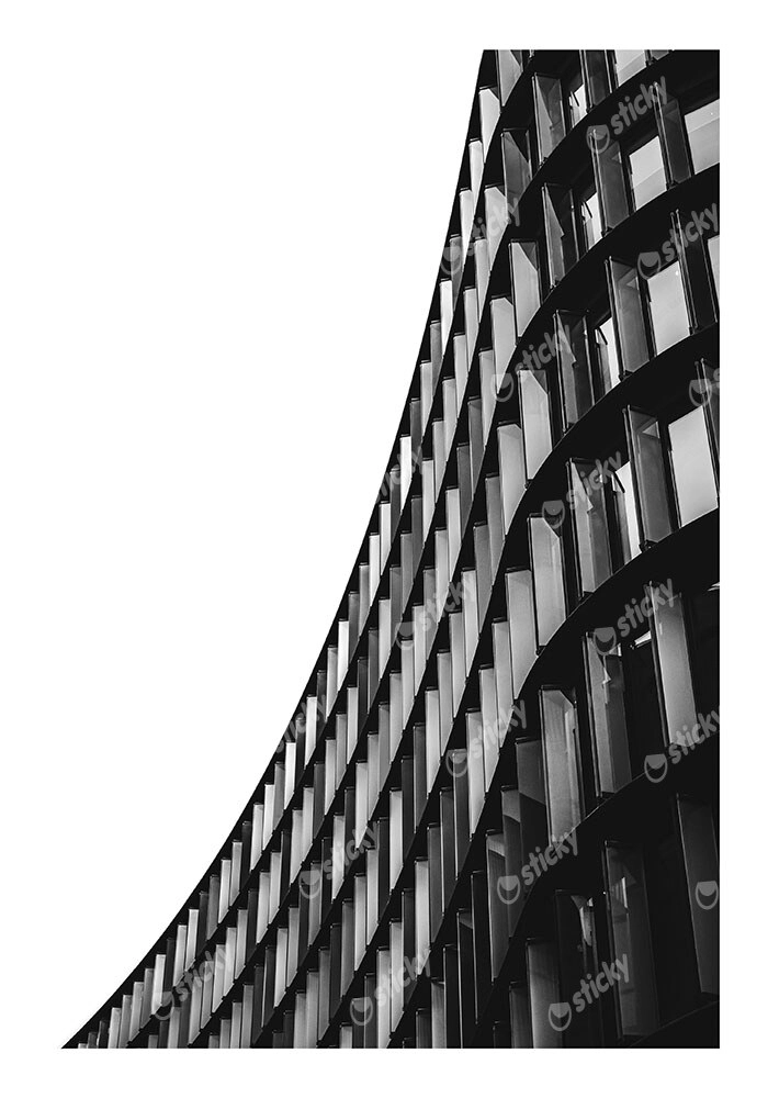 Poster BLACK AND WHITE ARCHITECTURAL CURVED BUILDING