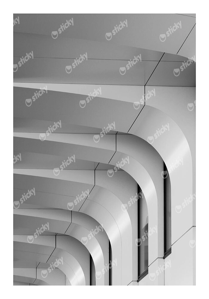 Poster BLACK AND WHITE ARCHITECTURAL CURVED CEILING ELEMENTS