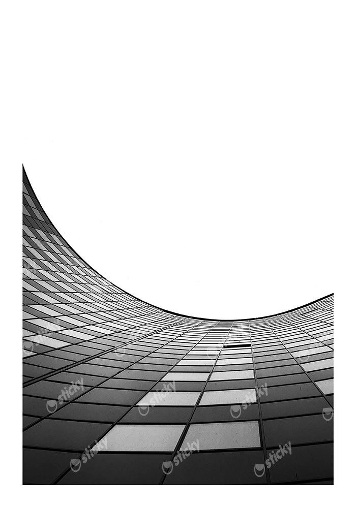 Poster BLACK AND WHITE ARCHITECTURAL CURVED FACADE 3