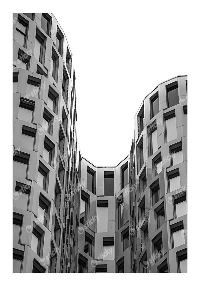 Poster BLACK AND WHITE ARCHITECTURAL CURVED FACADE