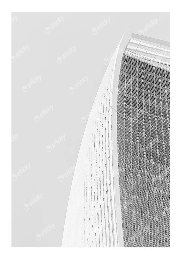 Poster BLACK AND WHITE ARCHITECTURAL CURVED SKYSCRAPPER