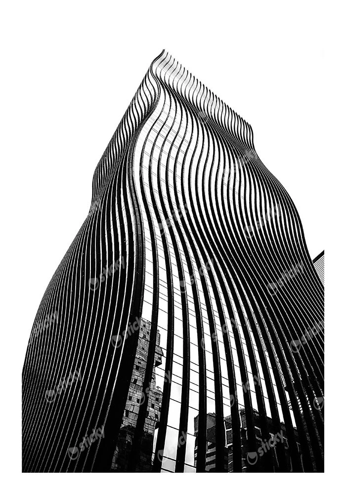 Poster BLACK AND WHITE ARCHITECTURAL CURVY TOWER