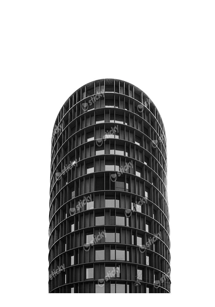 Poster BLACK AND WHITE ARCHITECTURAL CYLINDRICAL STRUCTURE