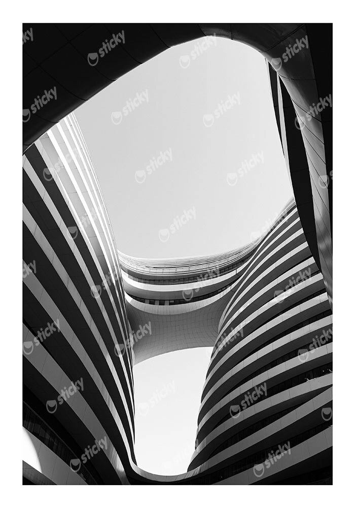 Poster BLACK AND WHITE ARCHITECTURAL FLOWING FORMS