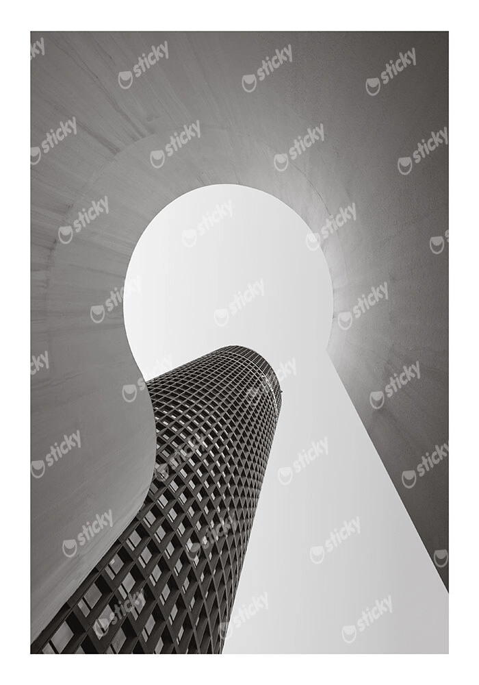 Poster BLACK AND WHITE ARCHITECTURAL FUTURISTIC SKYSCRAPER 2