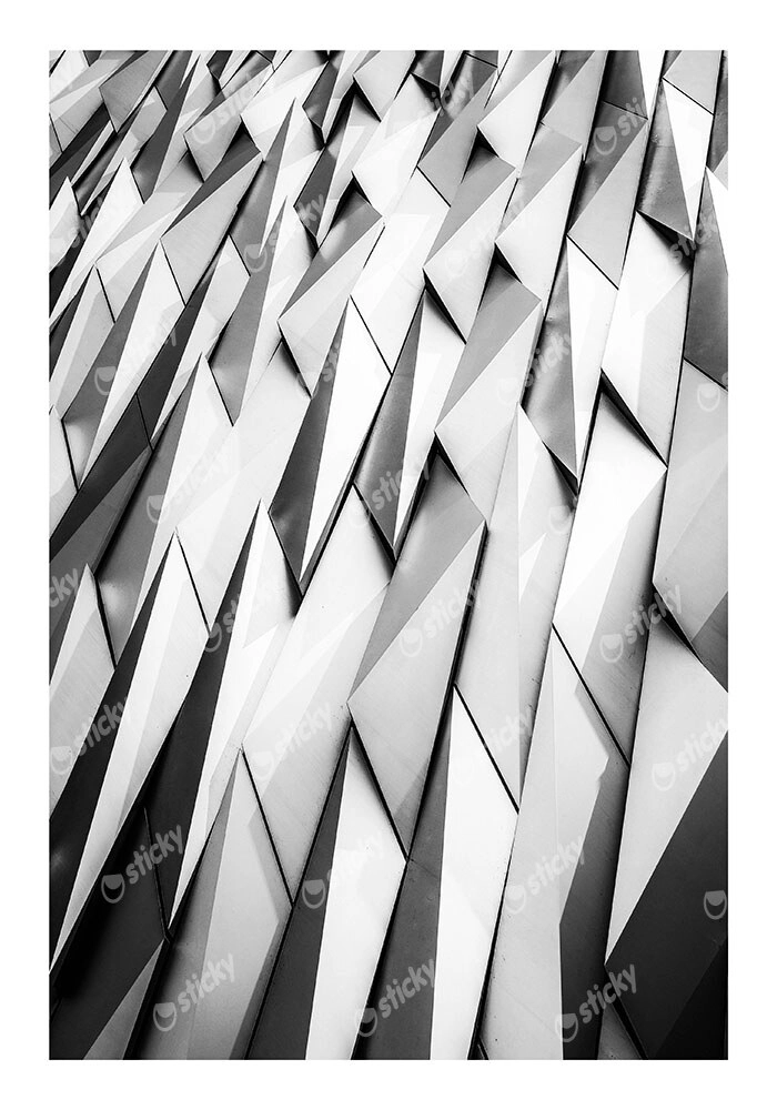 Poster BLACK AND WHITE ARCHITECTURAL GEOMETRIC ANGULAR PATTERN