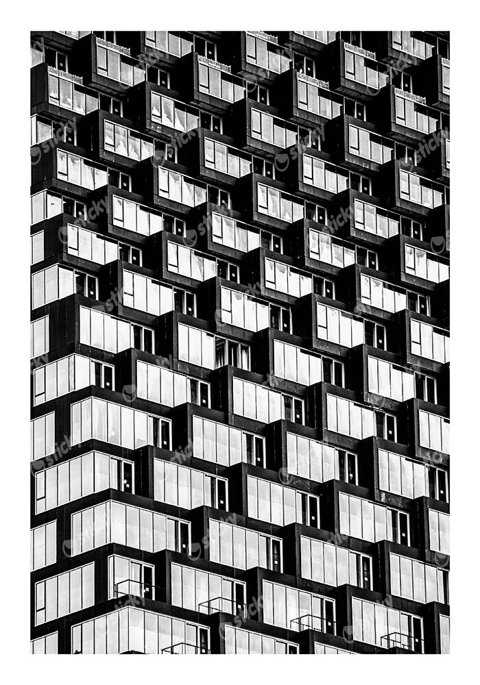 Poster BLACK AND WHITE ARCHITECTURAL GEOMETRIC APARTMENTS