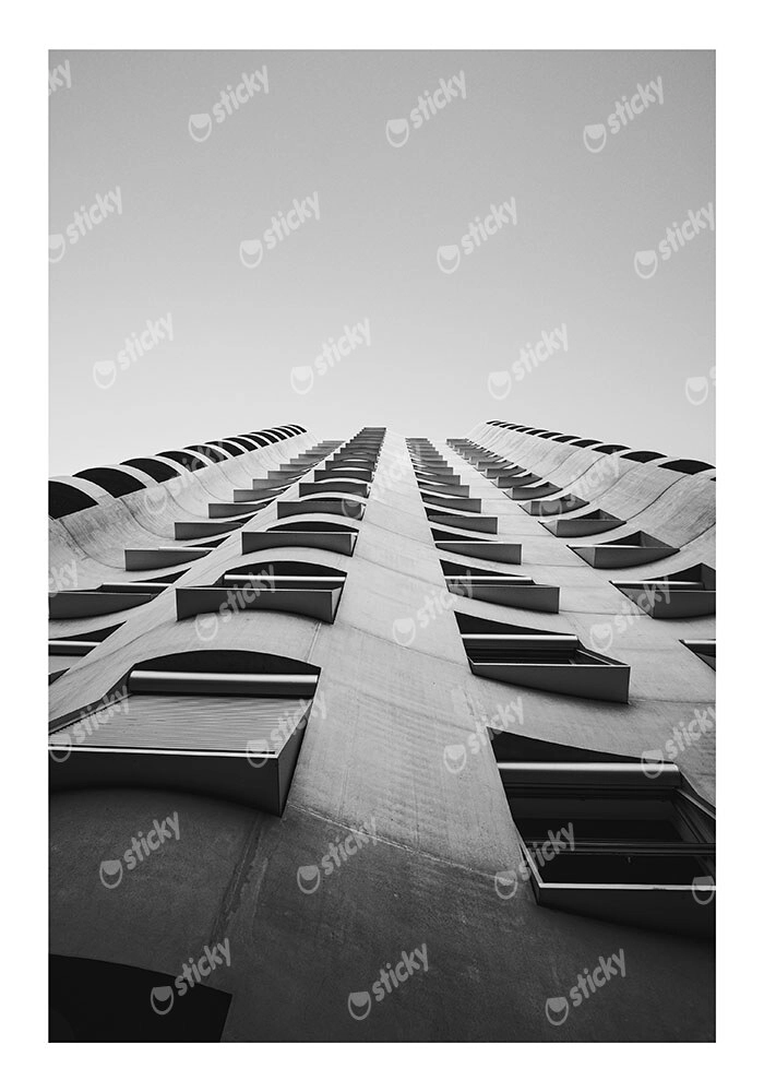 Poster BLACK AND WHITE ARCHITECTURAL GEOMETRIC BALCONIES 2