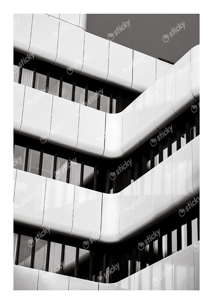 Poster BLACK AND WHITE ARCHITECTURAL GEOMETRIC BALCONIES