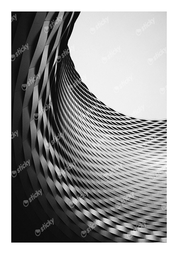 Poster BLACK AND WHITE ARCHITECTURAL GEOMETRIC CIRCULAR STRUCTURE