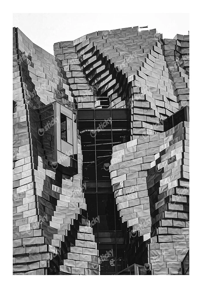Poster BLACK AND WHITE ARCHITECTURAL GEOMETRIC ROOF