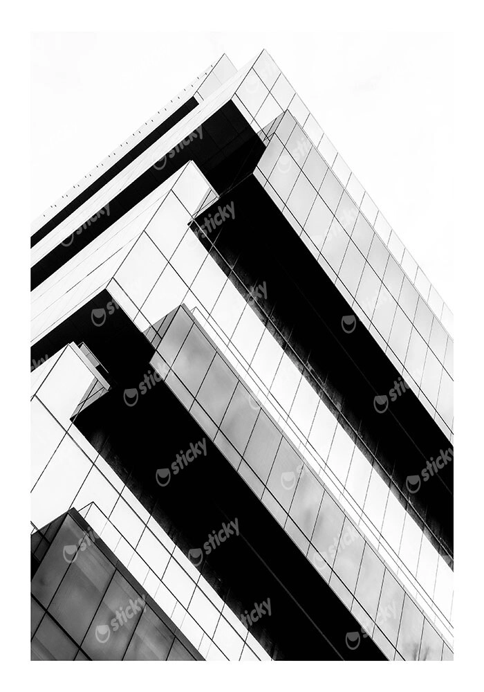 Poster BLACK AND WHITE ARCHITECTURAL GEOMETRIC SHADOWS BUILDING