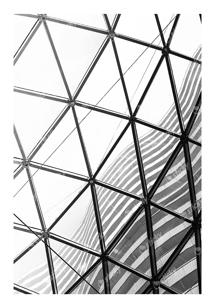 Poster BLACK AND WHITE ARCHITECTURAL GEOMETRIC STEEL AND GLASS CEILING