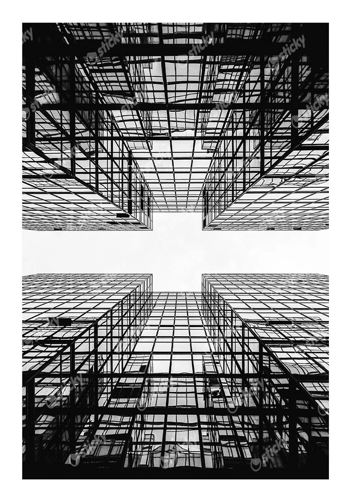 Poster BLACK AND WHITE ARCHITECTURAL GEOMETRIC STRUCTURE