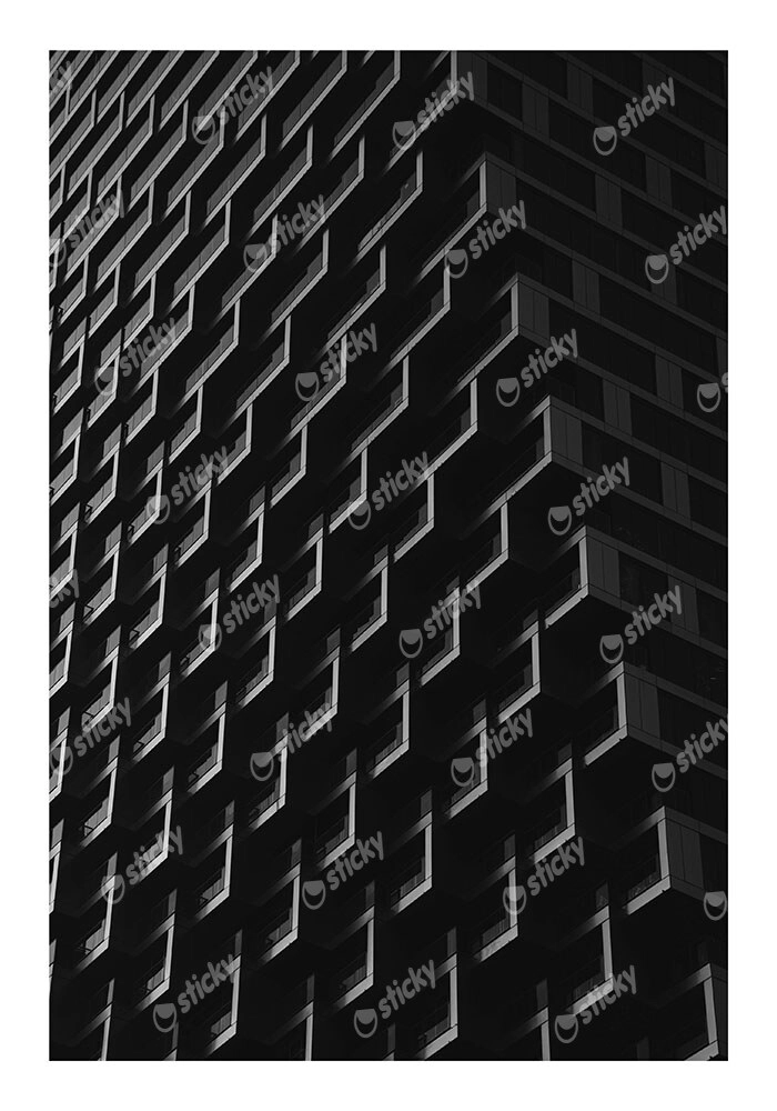 Poster BLACK AND WHITE ARCHITECTURAL GLASS BUILDING