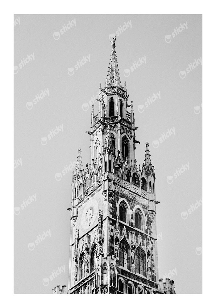 Poster BLACK AND WHITE ARCHITECTURAL GOTHIC TOWER