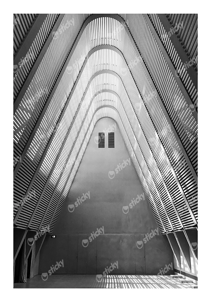Poster BLACK AND WHITE ARCHITECTURAL HIGH ARCHED CEILING