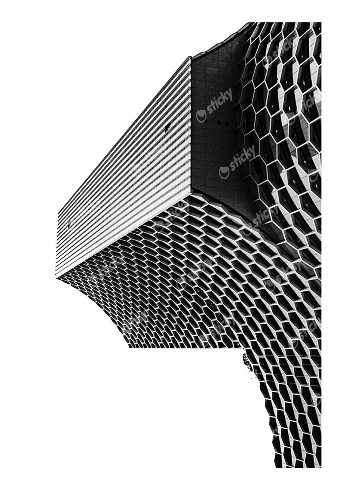 Poster BLACK AND WHITE ARCHITECTURAL HONEYCOMB FACADE 2
