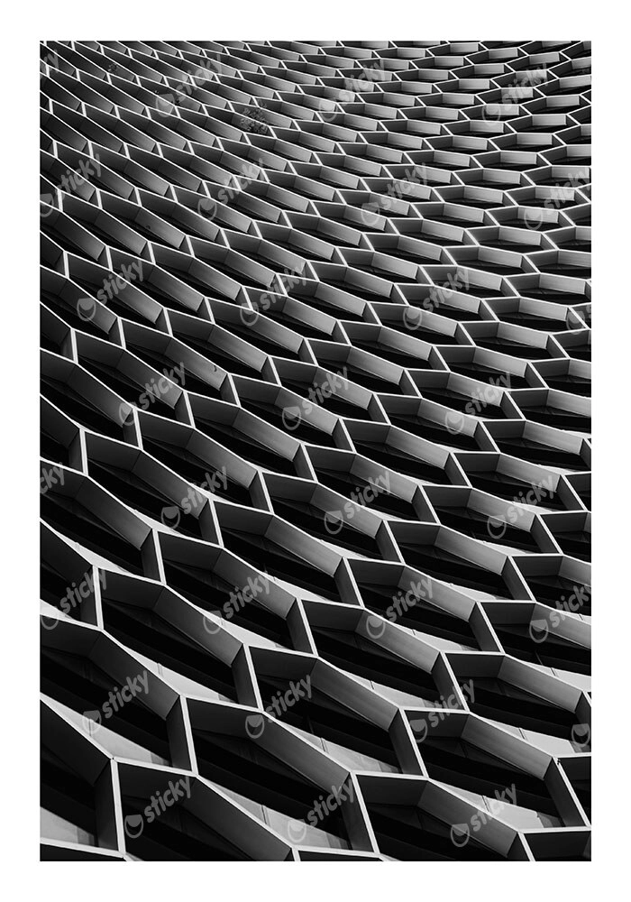 Poster BLACK AND WHITE ARCHITECTURAL HONEYCOMB STRUCTURE 2
